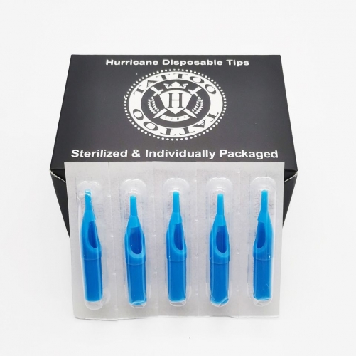 Blue  Disposable Tattoo Tips Sterile Assorted  Plastic Nozzles Tube Tattoo Supply Set