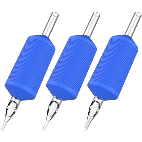 Silicone Soft Blue Disposable Tattoo Tubes with clear tip