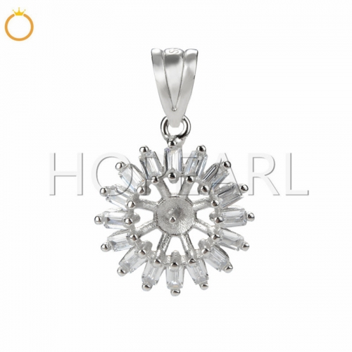 SSP267 Small Pendant Charm 925 Silver Accessories CZ Pearl Findings