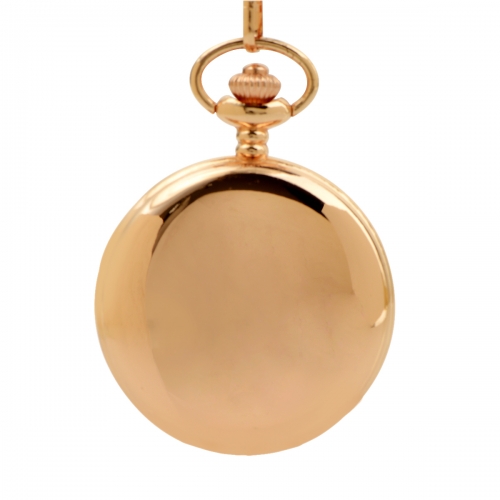 WAH47 Rose Gold Color Smooth Cover Quartz Minimalist Pocket Watches