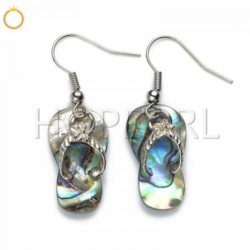 MOP31 Beach Inspired Earrings Flip Flops Slippers Paua Abalone Shell Charm Earrings