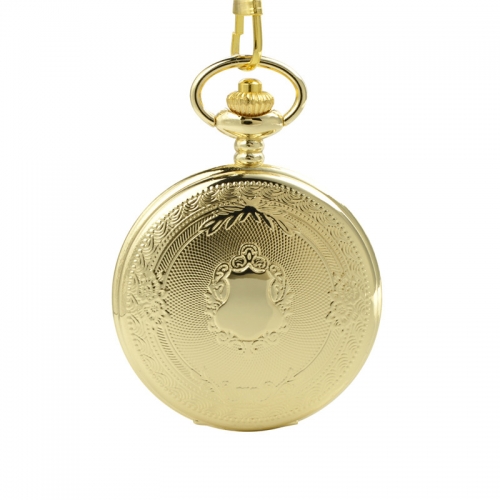 WAH757 Golden Case Roman Numerals Quartz Pocket Watch