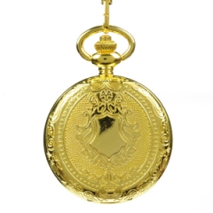 WAH250 Fashion Gold Color Alloy Quartz Pocket Watch with Chain