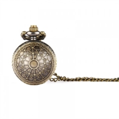 WAH776 Small Antique Bronze Globe Ball Necklace Pocket Watch