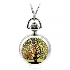 WAH857 Wishing Tree Quartz Pocket Watch Necklace Pendant Silver Chain