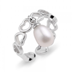 FPR164 Girls Pearl Jewellery Heart Eternal Love Ring Freshwater Pearl 925 Silver Ring