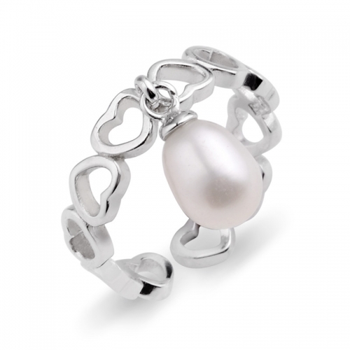 FPR164 Girls Pearl Jewellery Heart Eternal Love Ring Freshwater Pearl 925 Silver Ring