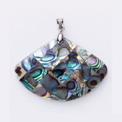 MOP65 Fanshaped Natural Abalone Shell Paua Pendant