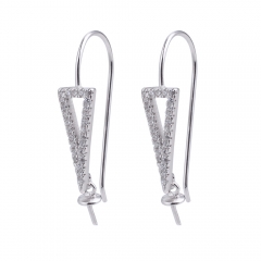 SSE241 Triangle Drop Pearl Findings 925 Silver Zircon Earrings for DIY Accessory