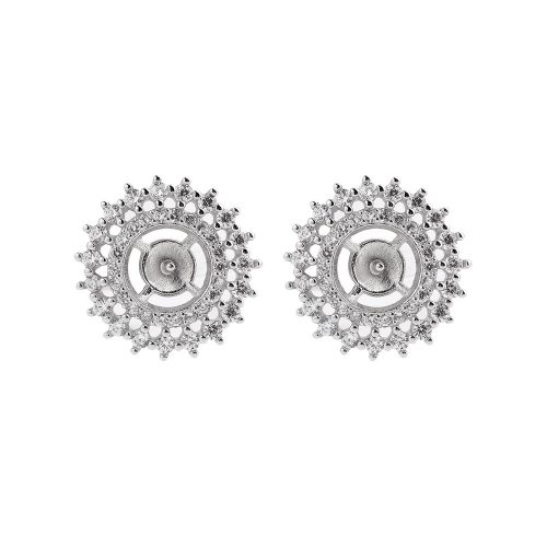 SSE84 Stud Earring Zircon Jewelry Findings Silver 925 Pearl Mounting