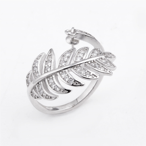 SSR219 Big Leaves Design Ring Mount 925 Silver Zircon Pearl Settings