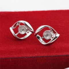 SSE74 Pearl Stud Earrings Findings Silver 925 Sterling Pearl Semi Mount Settings