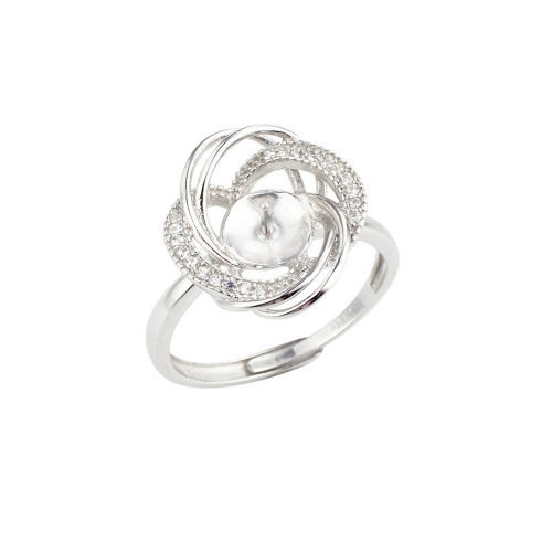 SSR159 Floral Ring Pearl Settings 925 Silver Cubic Zirconia Luxury Design
