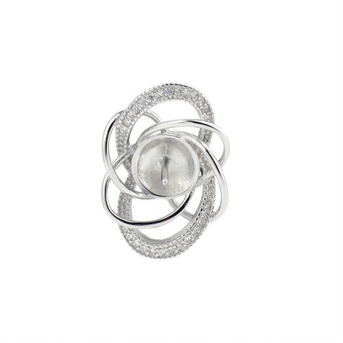 SSP204 Swirling Pendant Pearl Mountings 925 Sterling Silver CZ Luxury Design