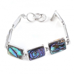 MOP103 Boho Beach Natural Jewelry Rectangle Abalone Paua Shells Bracelet