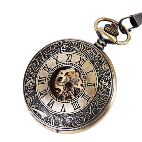 WAH665 Antique Mechanical Alloy Bronze Pocket Watch for Mens
