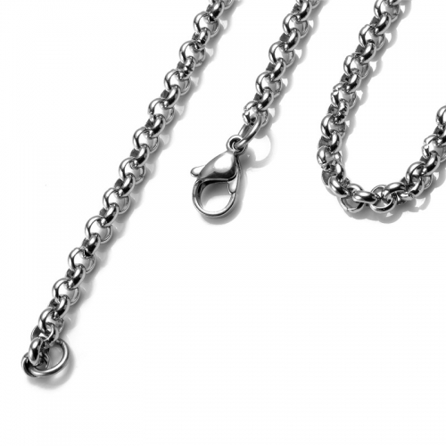 BXGN244 10 Pieces Belcher Rolo Chain 316L Stainless Steel Necklace 4mm Round Rolo