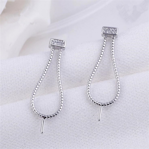 SSE03 Twisted Textured Earring Settings 925 Silver Earring to stick Round Pearls on