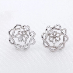 SSE214 Earring Blanks like flower 925 Silver Pearl Mountings