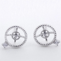 SSE02 Circle Twist Earring Settings 925 Silver Pearls Mounting