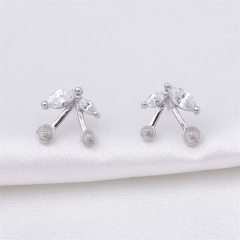 SSE11 Cute Earrings for Girls DIY Jewelry Findings Zircon 925 Silver with Two Pearls Seat