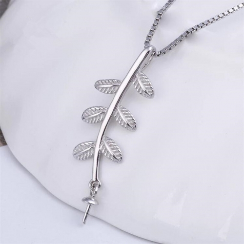 SSP241 Little Leaves Pendant 925 Silver Charms Findings for Drop Pearl