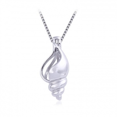 SSC92 Conch Pearl Bead Cage Pendant 925 Silver Locket