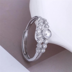 SSR46 Elegant Style Wedding Engagement Ring Cubic Zirconia 925 Sterling Silver Pearl Mounts