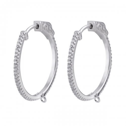 SSE246 Hinge Earring Connector 925 Silver Findings CZ Earwires Hoop Huggie