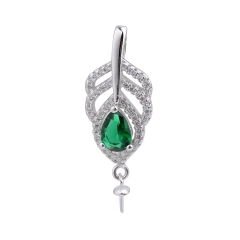 SSP237 Jewelry Findings Green Zircon 925 Silver Pendant Mount Accessories