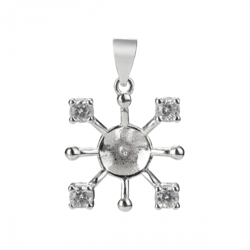 SSP266 Four CZ Stone Pearl Silver 925 Pendant Mounting