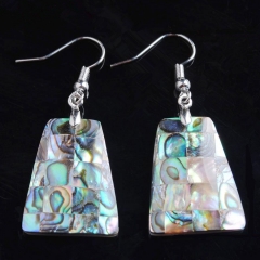 MOP82 Geometric Trapezoidal Dangle Earring Natural Abalone Seashell