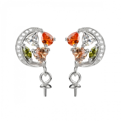 SSE256 Colorful CZ Zircon Earring for Women 925 Silver Designer Jewelry Pearls DIY Gift