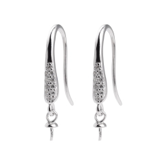 SSE95 Dangling Earrings 925 Sterling Silver Zircons Pearl Mounting