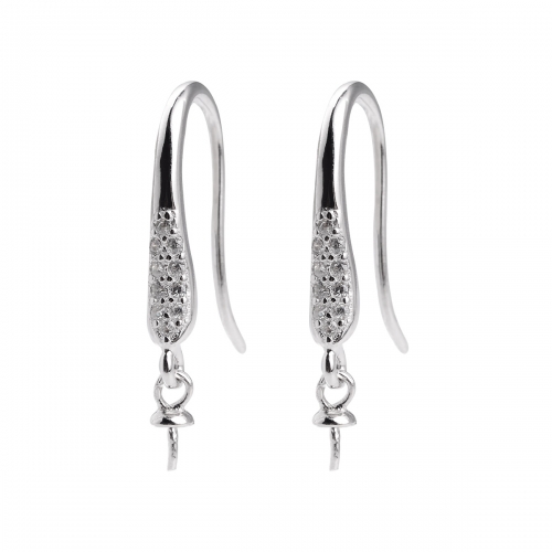 SSE95 Dangling Earrings 925 Sterling Silver Zircons Pearl Mounting