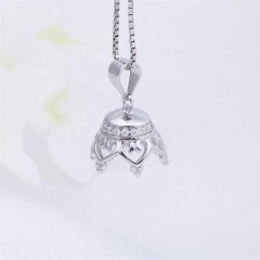 SSP01 Classic 925 Silver Crown Africa Petal Shape Heart Cap Round Pearl Pendant Bail