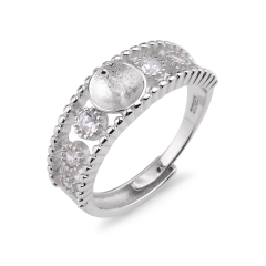 SSR235 Cubic Zirconia CZ Eternity Engagement Wedding Band Sterling 925 Silver Pearl Ring Mounting