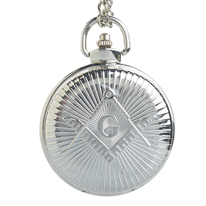 WAH295 Freemasonry Masonic Quartz Pocket Watch Chain Silvery Case Value Quality