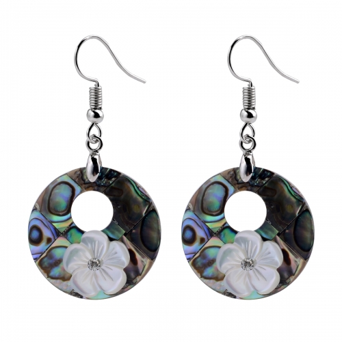 MOP153 Cute White Flower Abalone Jewelry Shell Paua Earring