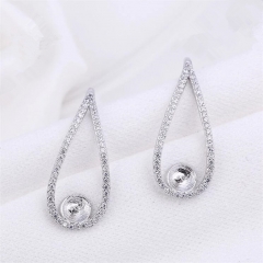 SSE203 Ear Wire Cubic Zirconia 925 Silver Earrings Blank Base Pearl Jewellery Findings