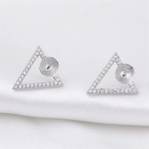 SSE157 Triangle Earring Mount 925 Sterling Silver Pearl Findings