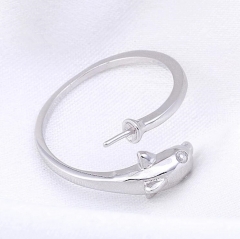 SSR47 Dolphin Design Ring Findings 925 Sterling Silver