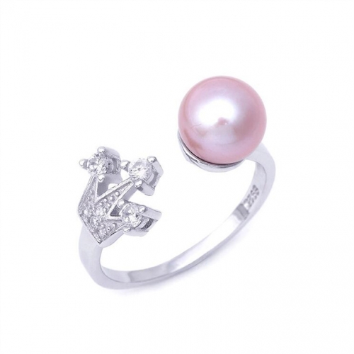 SSR252 Women Jewelry 925 Silver Small Crown Zircon Ring Pearl Settings