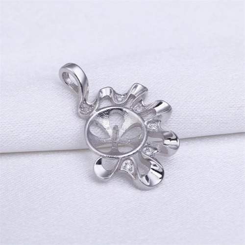 SSP14 Three-quarters Of Crochet Flowers Sterling Silver Pearl 925 Pendant Fittings