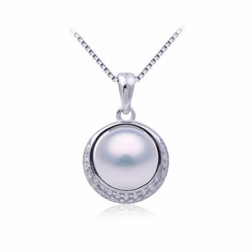 SSP19 Clear Zircons Jewelry 925 Silver Pearl Mount for Pendant Making