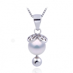 SSP18 Small Leaf Silver Ball 925 Sterling Silver Pearl Jewelry Pendant Mounting