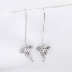 SSE265 Flower 925 Sterling Silver Pearl Hook Earring Jewelry Mounting