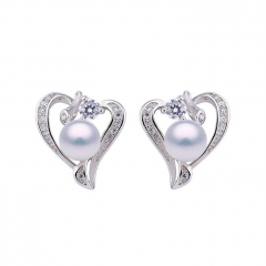 SSE20 Heart Love Earrings Zircons 925 Silver Mountings Pearl Accessories
