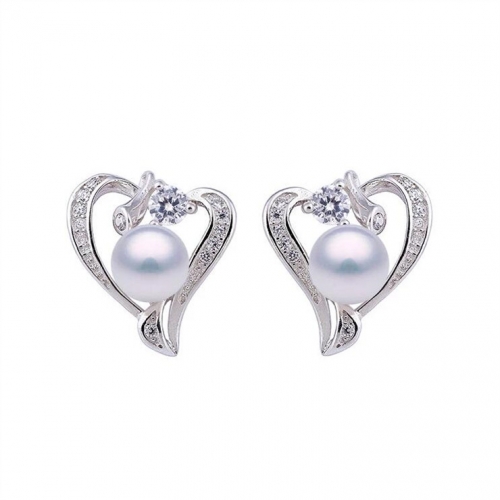 SSE20 Heart Love Earrings Zircons 925 Silver Mountings Pearl Accessories