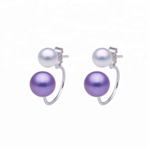 SSE142 Sterling 925 Silver Earstud Front and Back Two Way Pearl Earring Settings